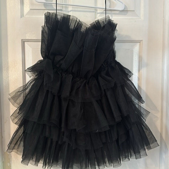 Women Altar’d State Daria Tulle Black Mini Dress Size Large - Picture 4 of 6